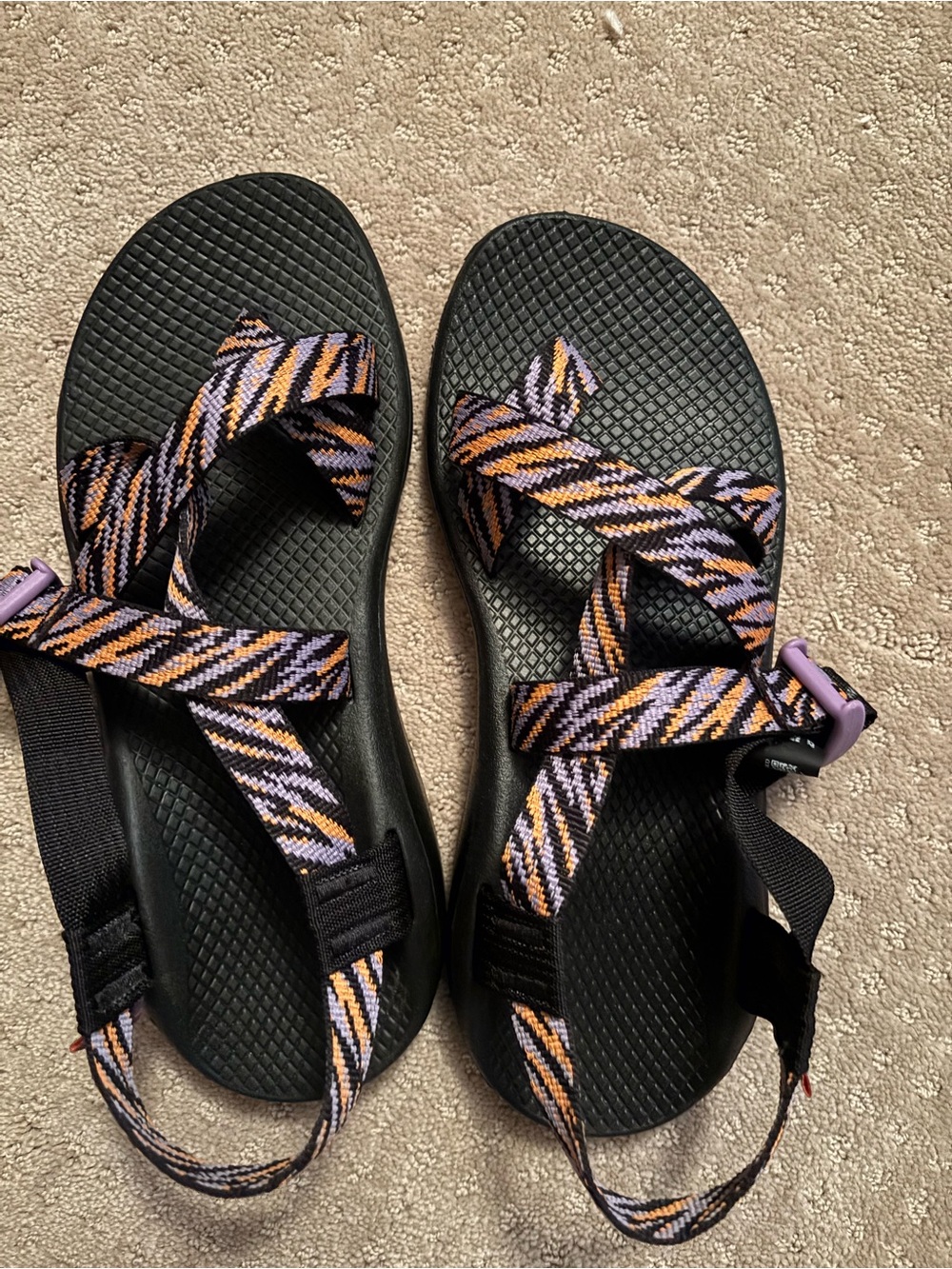 Chaco Women's Black Sandals with Purple and Orange Accents